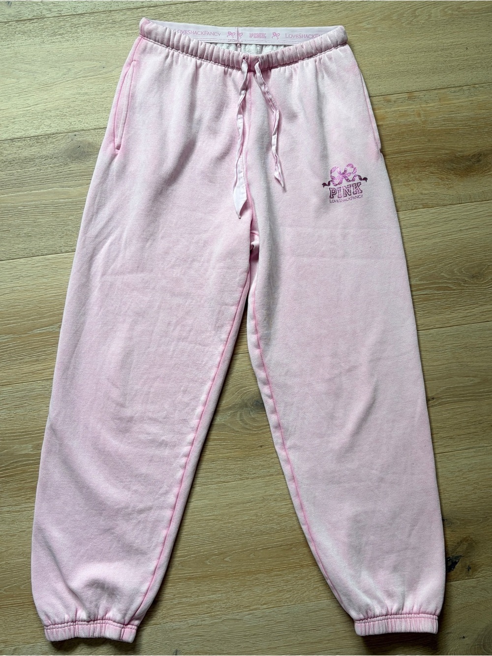 PINK x LoveShackFancy Fleece Jogger Sweatpants Pink Size M NWOT*V23